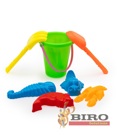 Set pentru nisip, galetușă + 7 piese verde, cod 472003