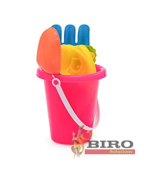 Set pentru nisip, galetușă + 7 piese roz, cod 472004