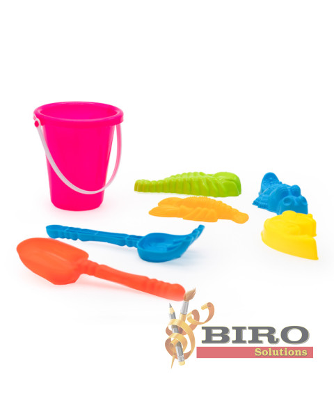 Set pentru nisip, galetușă + 7 piese roz, cod 472004