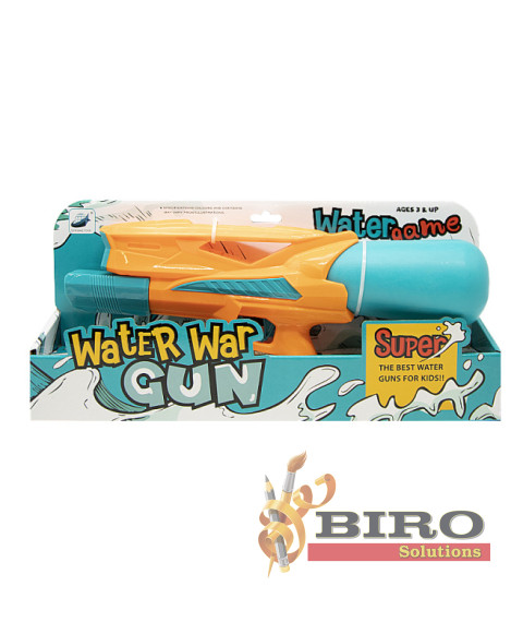 Pistol pneumatic de apa cu sticla, 38 cm, orange/albastru, cod 672090