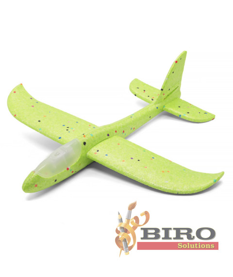 Avion planor 48 cm (front LED), verde deschis, cod 140664