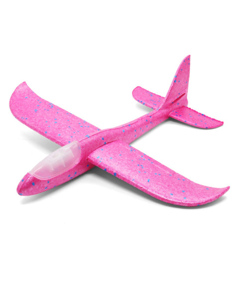 Avion planor 48 cm (front LED), roz, cod 140665