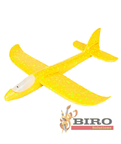Avion planor 37cm (front LED), galben, cod 177024