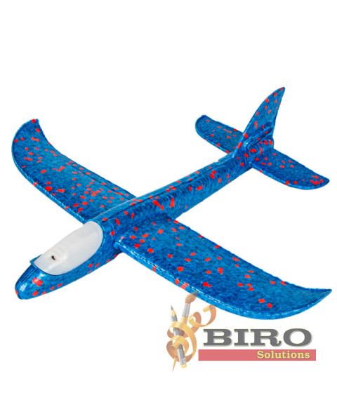 Avion planor 37cm (front LED), albastru, cod 177022