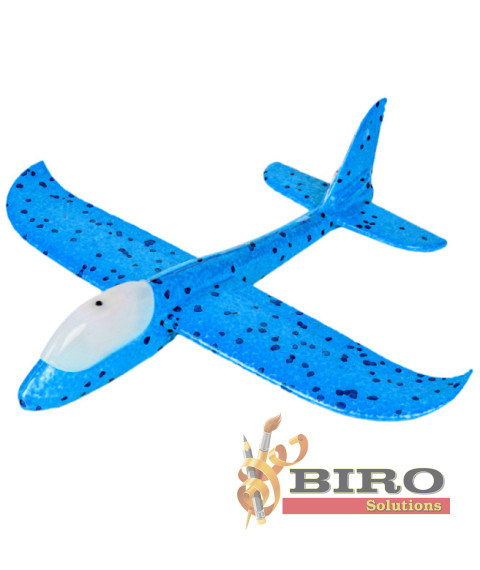 Avion planor 37cm (line LED), albastru, cod 201102
