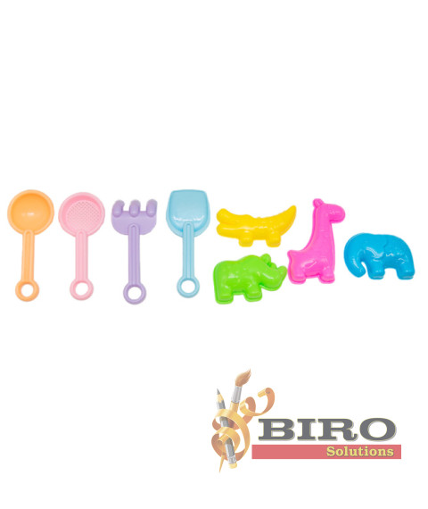 Set pentru nisip "Carucior + forme + lopata "Beach Toys" (9 el.), cod 592051