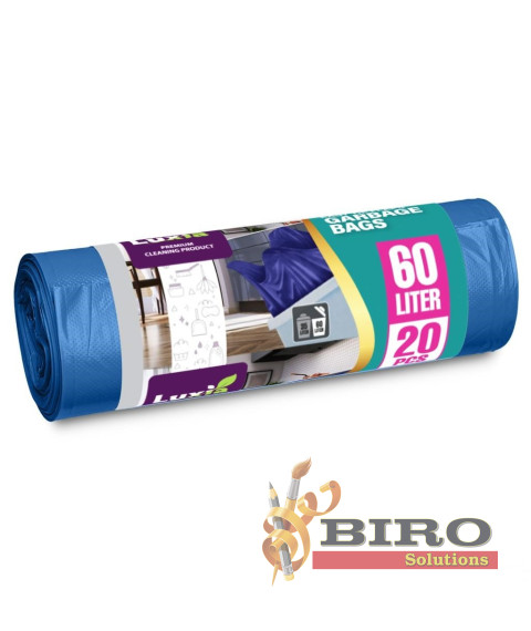 LUXIA Pungi p/u gunoi cu urechi 60 L 20 buc. albastru LUX-4017