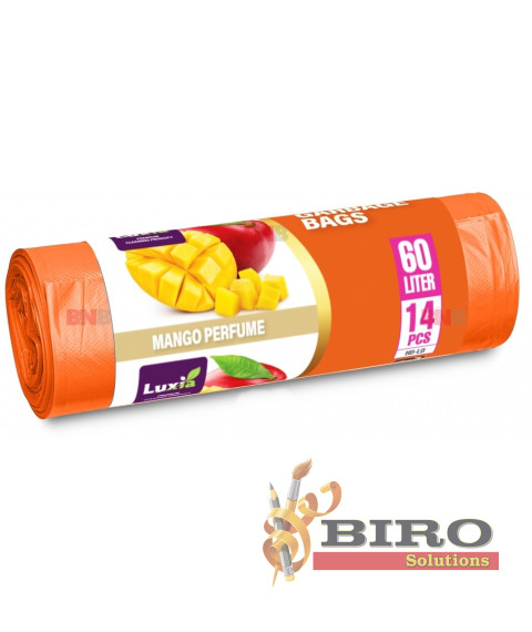 Pungi pentru gunoi cu urechi LUXIA 60 L – 14 buc. – aromă mango –  LUX-4075