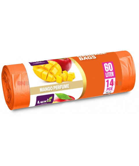 Pungi pentru gunoi cu urechi LUXIA 60 L – 14 buc. – aromă mango –  LUX-4075