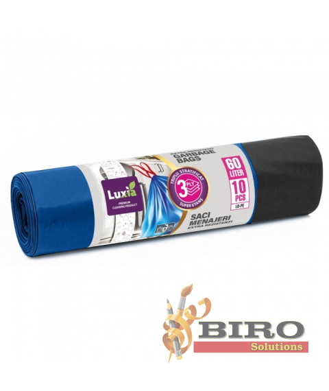 LUXIA Pungi p/u gunoi Extra rezistenti cu legatura 60 L 10 buc. LUX-4061