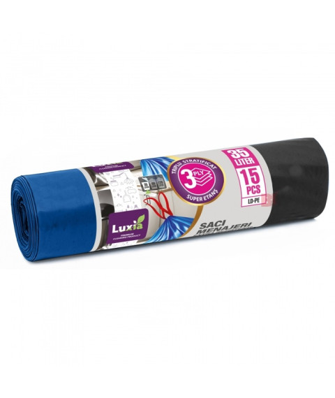 LUXIA Pungi p/u gunoi Extra rezistenti cu legatura 35 L 15 buc. LUX-4060