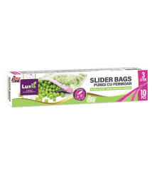 Pungi alimentare LUXIA 3 L – 10 buc. – LUX-4058 – zip-lock, pentru congelare și depozitare
