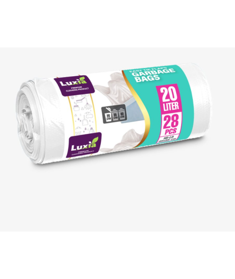 LUXIA Pungi p/u gunoi cu urechi 20 L 28 buc. Albe LUX-4098