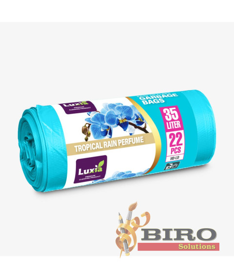 LUXIA Pungi p/u gunoi cu urechi 35 L 22 buc. cu aroma ploaie tropicala LUX-4100