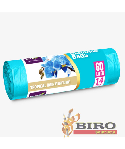 LUXIA Pungi p/u gunoi cu urechi 60 L 14 buc. cu aroma ploaie tropicala LUX-4101