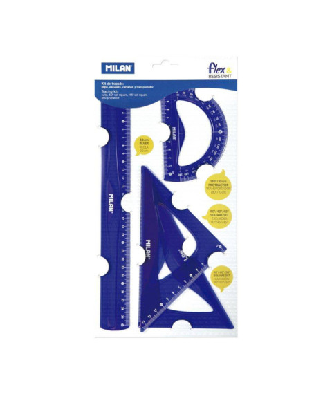 Set de rigle din plastic MILAN, 4 elemente