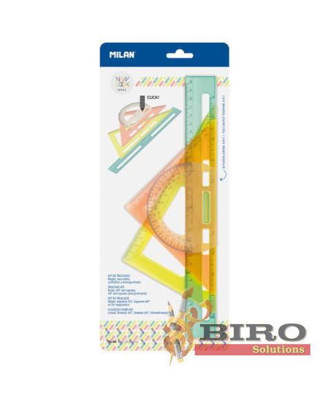 Set de rigle din plastic MILAN "New Look", 4 elemente, galben