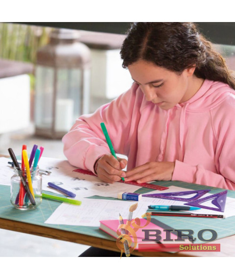 Set de rigle din plastic MILAN, 4 elemente, roz