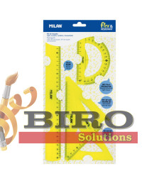Set de rigle din plastic MILAN, 4 elemente, galben