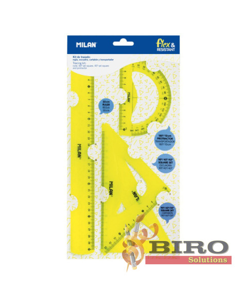 Set de rigle din plastic MILAN, 4 elemente, galben