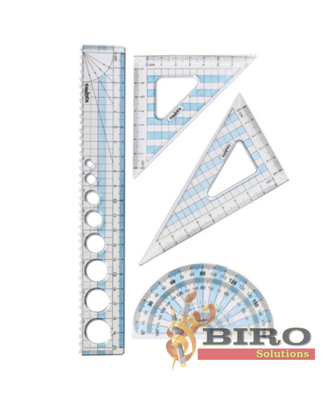 Set de rigle din plastic Carioca 4 elemente, (riglă 20cm)