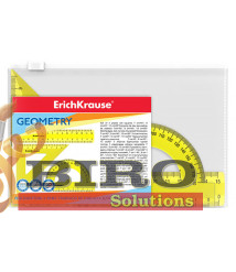 Set de rigle din plastic Erich Krause Neon 4 elemente (rigla 15 cm), galben