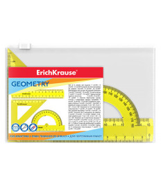 Set de rigle din plastic Erich Krause Neon 4 elemente (rigla 15 cm), galben