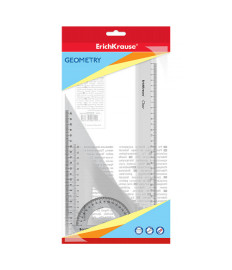 Set de rigle din plastic Erich Krause Clear 4 elemente (rigla 30cm), transparent