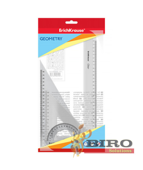 Set de rigle din plastic Erich Krause Clear 4 elemente (rigla 30cm), transparent