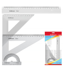 Set de rigle din plastic Erich Krause Clear 4 elemente (rigla 30cm), transparent