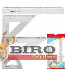 Set de rigle din plastic Erich Krause Clear 4 elemente (rigla 30cm), transparent