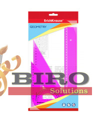 Set de rigle din plastic Erich Krause Neon 4 elemente (rigla 30cm), roz