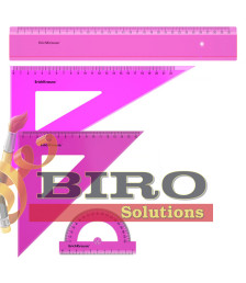 Set de rigle din plastic Erich Krause Neon 4 elemente (rigla 30cm), roz