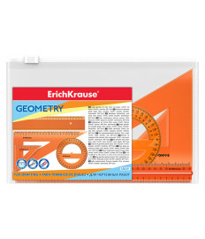 Set de rigle din plastic Erich Krause Neon 4 elemente(rigla 30 cm), portocaliu