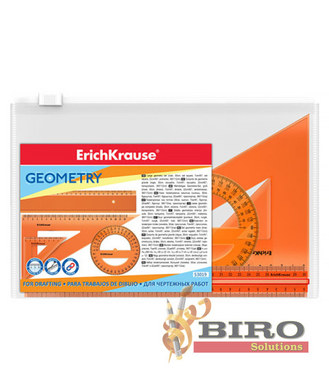 Set de rigle din plastic Erich Krause Neon 4 elemente(rigla 30 cm), portocaliu