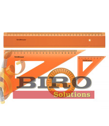 Set de rigle din plastic Erich Krause Neon 4 elemente(rigla 30 cm), portocaliu