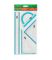 Set rigle p/u desen liniar Zi-Bi, 4 elemente, rigla 25cm, raportor,2 unghiuri, art ZB.5681 Set rigle p/u desen liniar Zi-Bi, 4 elemente, rigla 25cm, raportor,2 unghiuri, art ZB.5681