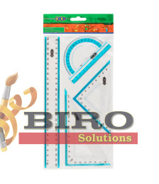 Set rigle p/u desen liniar Zi-Bi, 4 elemente, rigla 25cm, raportor,2 unghiuri, art ZB.5681