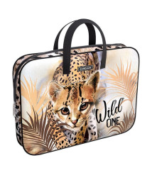 Servieta port-desen cu fermoar, textil, ErichKrause Wild Cat, A4+