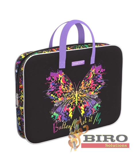 Servieta port-desen cu fermoar, textil, ErichKrause Butterfly, A4+