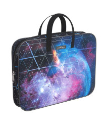 Servieta port-desen cu fermoar, textil, ErichKrause Blue Stardust, A4+