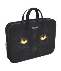 Servieta port-desen cu fermoar, textil, ErichKrause Black Cat, A4+