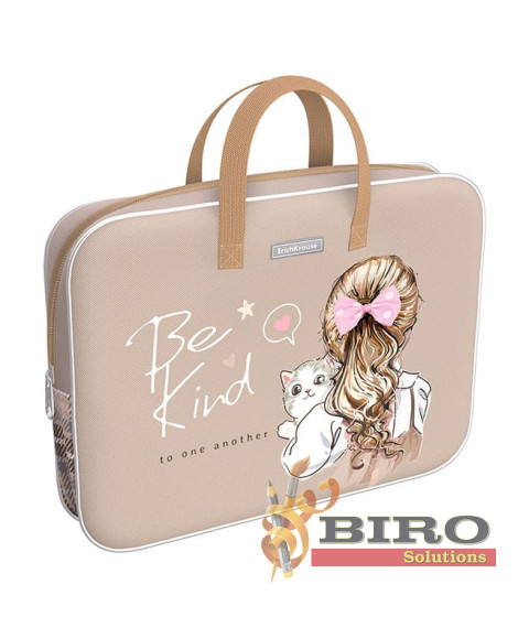 Servieta port-desen cu fermoar, textil, ErichKrause Lovely Friends, A4+