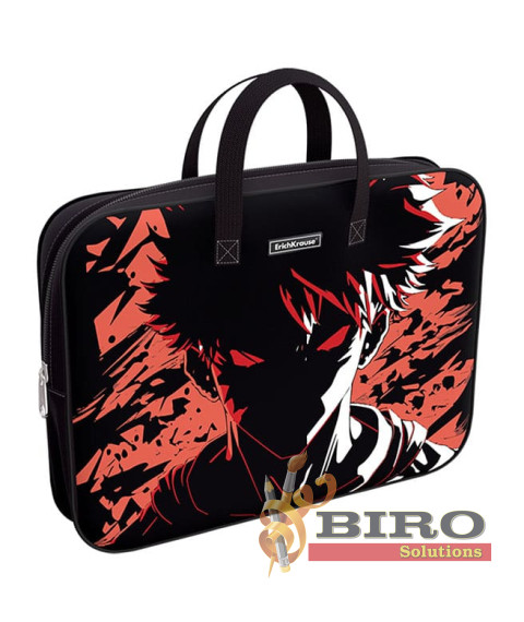 Servieta port-desen cu fermoar, textil, ErichKrause Dark Side, A4+