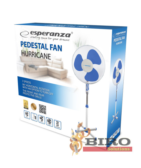 Ventilator Esperanza HURRICANE EHF001WB – 40 cm, 50W – alb/albastru, 3 trepte