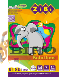 Hîrtie colorată DUBLĂ A4, 14 foi, 7 culori, 90gr. Kids Line ZIBI