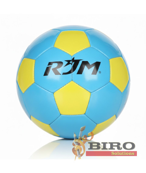 Minge de fotbal Size 5, cusută la mașină, galben-albastru, cod 2127D
