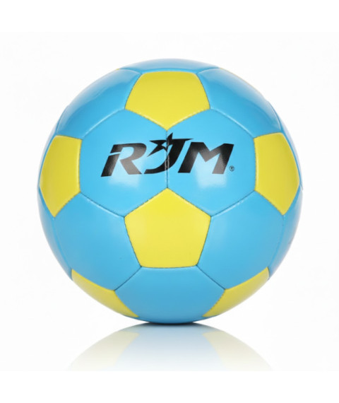 Minge de fotbal Size 5, cusută la mașină, galben-albastru, cod 2127D