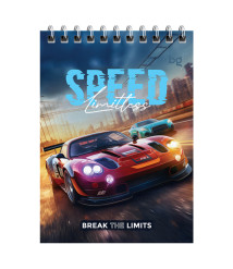 Blocnotes A6 cu spirală orizontală, 40 foi, pătrățele, BG „Supercar”