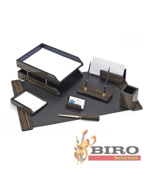 Set de birou din lemn cafeniu închis, 8 piese, FOROFIS